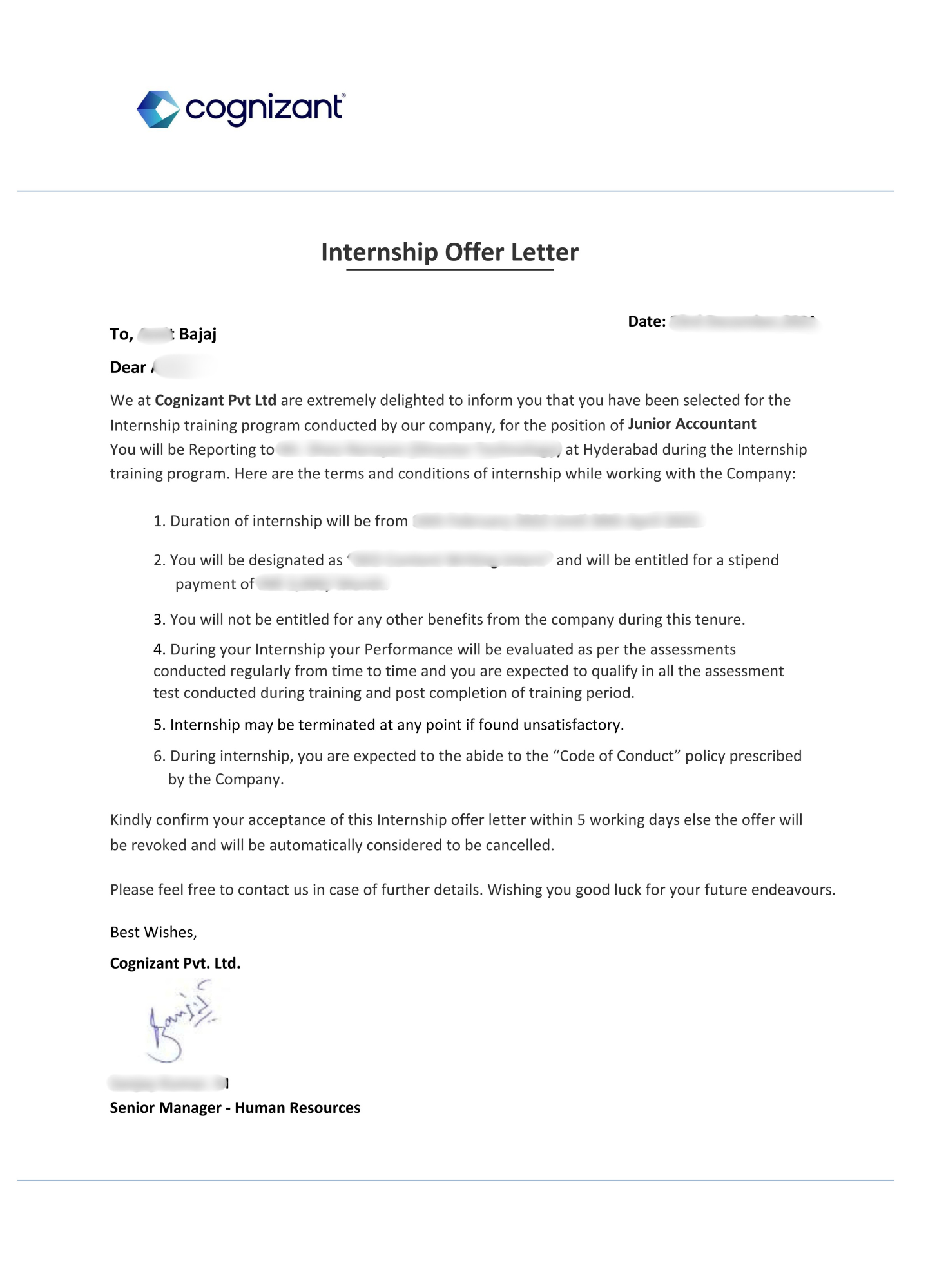 BAT Offer Letter